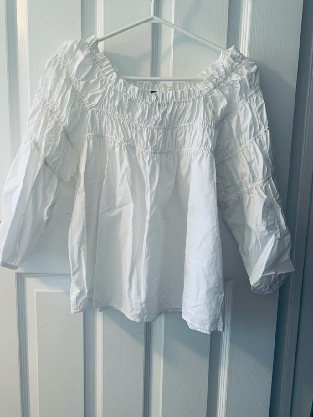 GAP White Smocked Peasant Blouse
